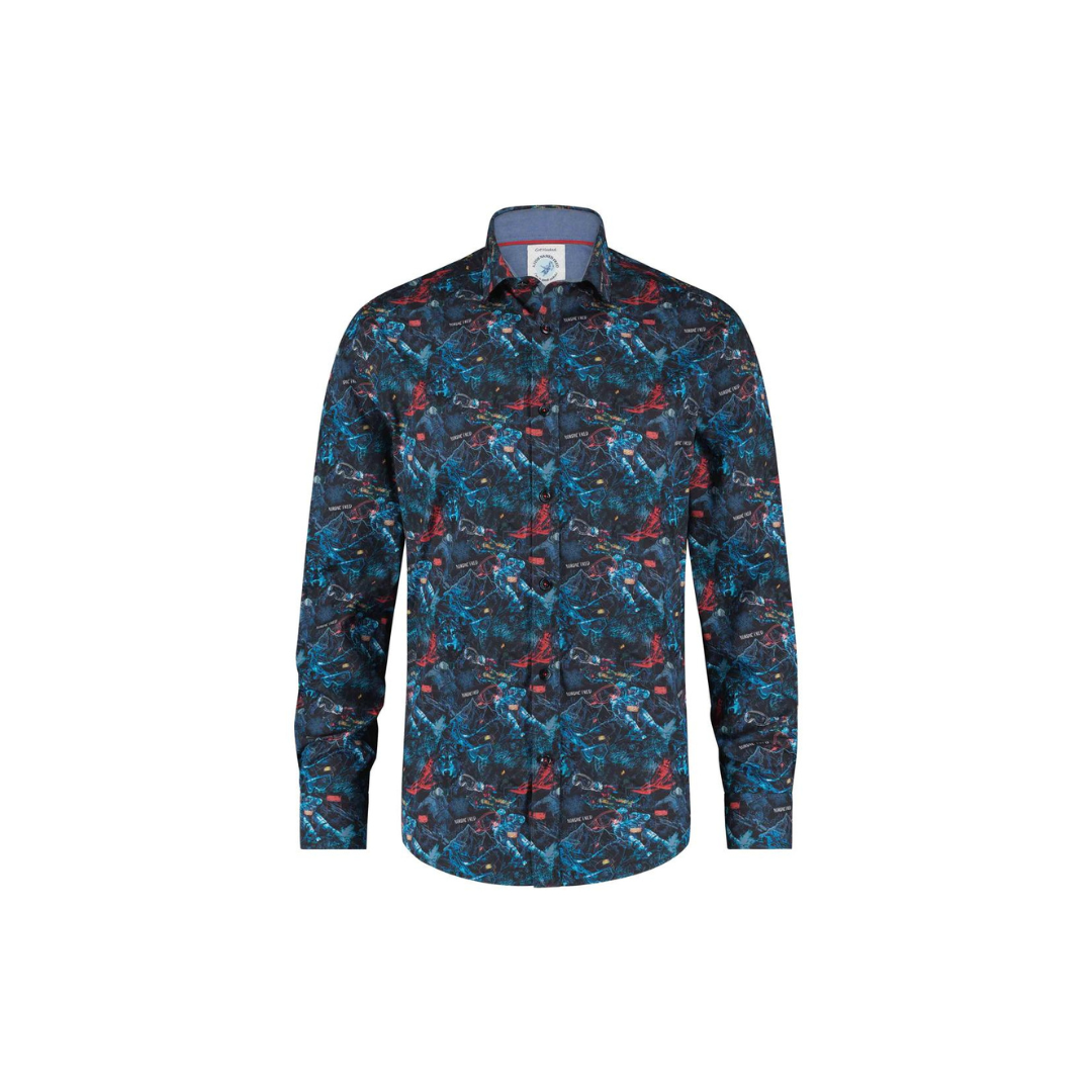 A Fish Named Fred Long Sleeve Shirt Ski Map LIFE FOR MEN