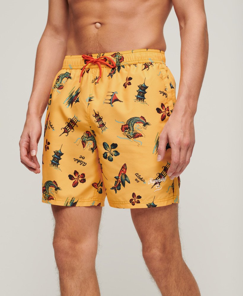 Superdry Hawaiian Print Swim Shorts Yellow LIFE FOR MEN