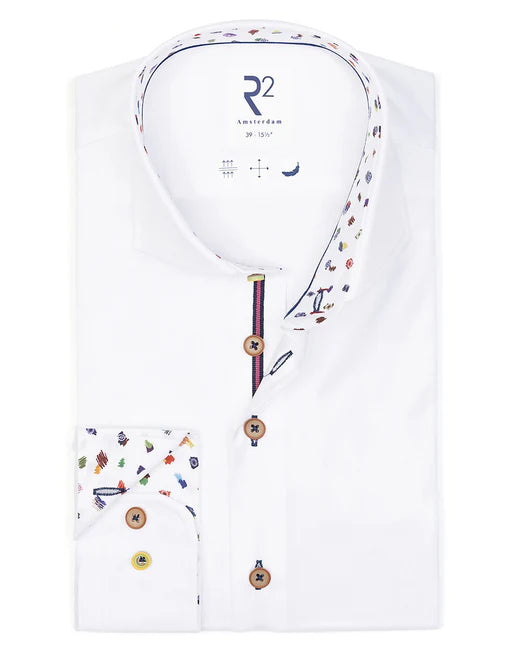 R2 Amsterdam Long Sleeve Shirt | White Multi