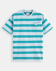 Scotch & Soda Wide Stripe Tee| Blue Green