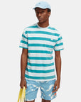 Scotch & Soda Wide Stripe Tee| Blue Green