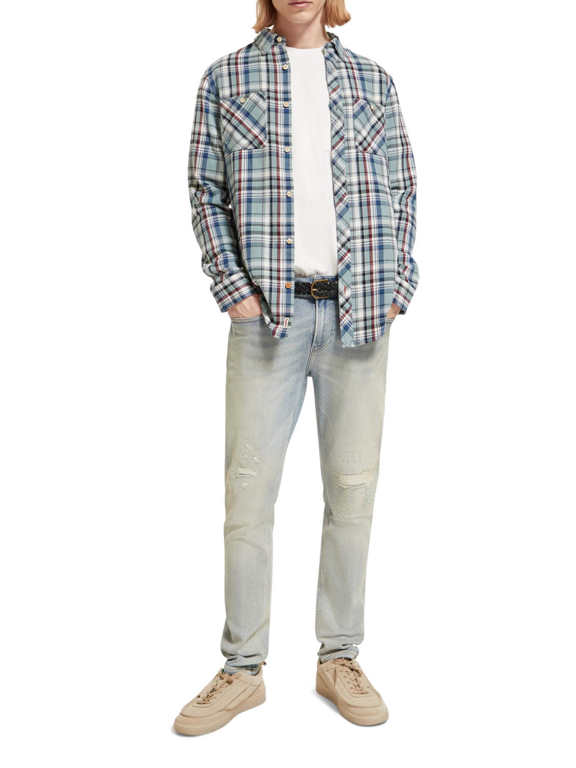 Scotch &amp; Soda Archive Flannel Shirt | Blue Red Check