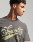 Superdry Vintage Script Workwear T Shirt | Charcoal