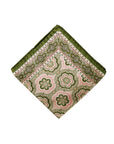 Monti Castello Silk Pocket Square | Vintage Green and Pink Brocade