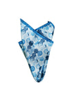 Monti Castello Silk Pocket Square | Blue Watercolour Bubbles