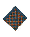 Monti Castello Silk Pocket Square | Navy Rust Geometric