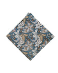 Monti Castello Pocket Square | Chocolate & Blue Paisley Linen