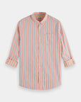 Scotch & Soda Dobby Long Sleeve Shirt | Coral Stripe