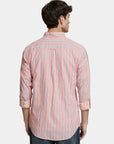 Scotch & Soda Dobby Long Sleeve Shirt | Coral Stripe