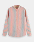 Scotch & Soda Dobby Long Sleeve Shirt | Coral Stripe