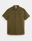 Scotch & Soda Short Sleeve Linen Shirt | Algae