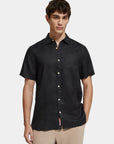 Scotch & Soda Short Sleeve Linen Shirt | Black