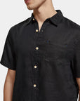 Scotch & Soda Short Sleeve Linen Shirt | Black