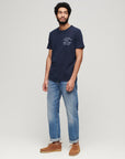 Superdry Copper Label Chest Graphic T-Shirt | Blue Navy Marle