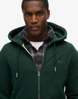 Superdry Essential Logo Zip Hoodie | Forest Green