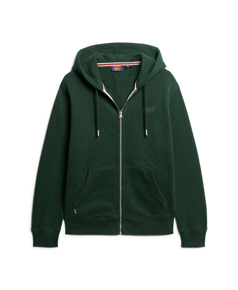 Superdry Essential Logo Zip Hoodie | Forest Green