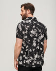 Superdry Printed Linen Short Sleeve Shirt | Black Lotus Flower