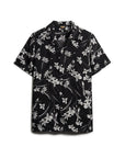 Superdry Printed Linen Short Sleeve Shirt | Black Lotus Flower