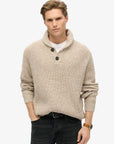 Superdry Shawl Collar Jumper | Desert Taupe Marle