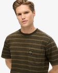 Superdry Logo Textured Stripe Pocket T-Shirt | Beech Green Stripe