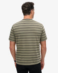 Superdry Logo Textured Stripe Pocket T-Shirt | Washed Olive Stripe