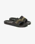 Superdry Vegan Logo Pool Slides | Black Metallic