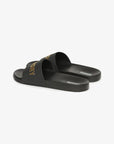 Superdry Vegan Logo Pool Slides | Black Metallic