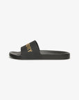 Superdry Vegan Logo Pool Slides | Black Metallic