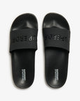 Superdry Vegan Logo Pool Slides | Black