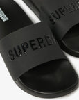 Superdry Vegan Logo Pool Slides | Black