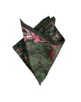 Monti Castello Silk Pocket Square | Forest Green Abstract