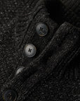 Chunky Knit Button Neck Jumper | Black