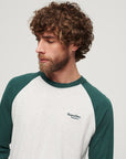 Superdry Essential Baseball Long Sleeve Top | Glacier Grey/Green