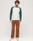 Superdry Essential Baseball Long Sleeve Top | Glacier Grey/Green