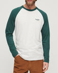 Superdry Essential Baseball Long Sleeve Top | Glacier Grey/Green